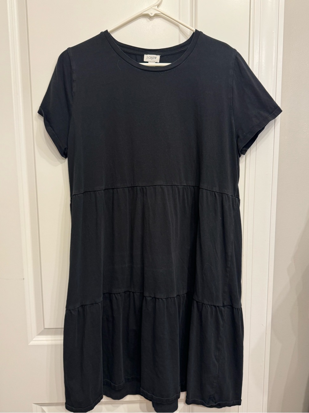 J. Crew Black Tiered Short Sleeve Mini Dress